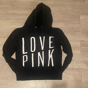 Pink Victoria Secret black hoodie size large